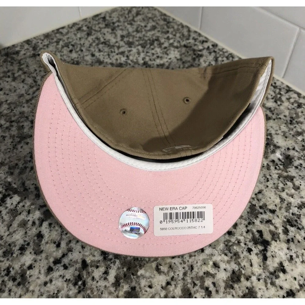 New Era Colorado Rockies MLB 25th Anniversary Camel Pink 59FIFTY Hat Size 7 1/4